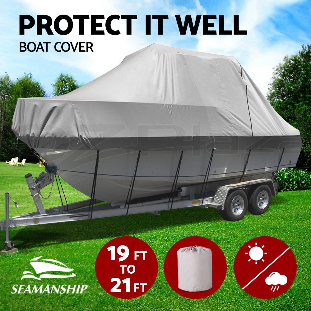 Seamanship Boat Cover 19-21ft Trailerable Heavy Duty 600D Polyester UV Grey