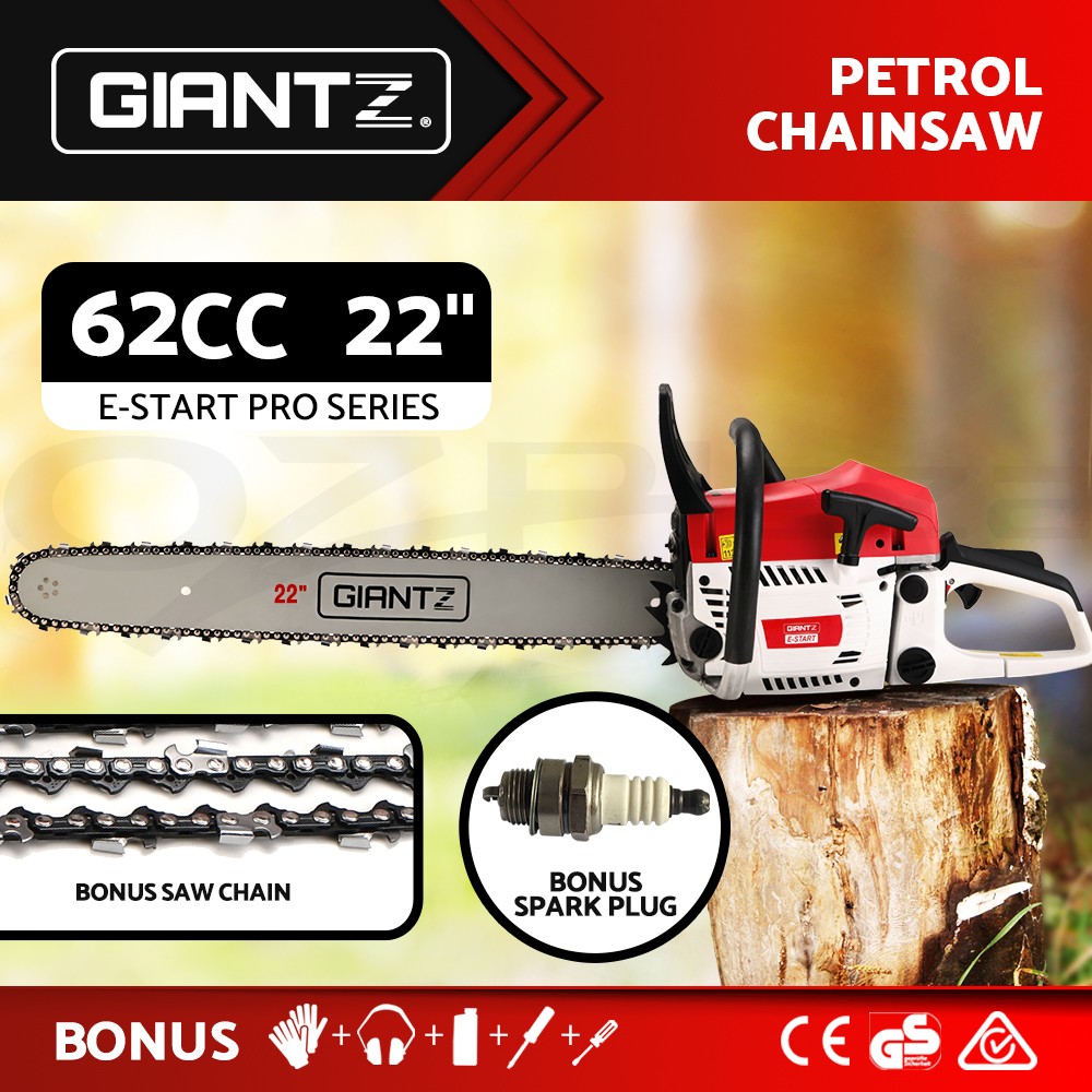 Giantz 62cc Commercial Petrol Chainsaw 22 Bar 2.7kW 2-stroke Anti-vibration