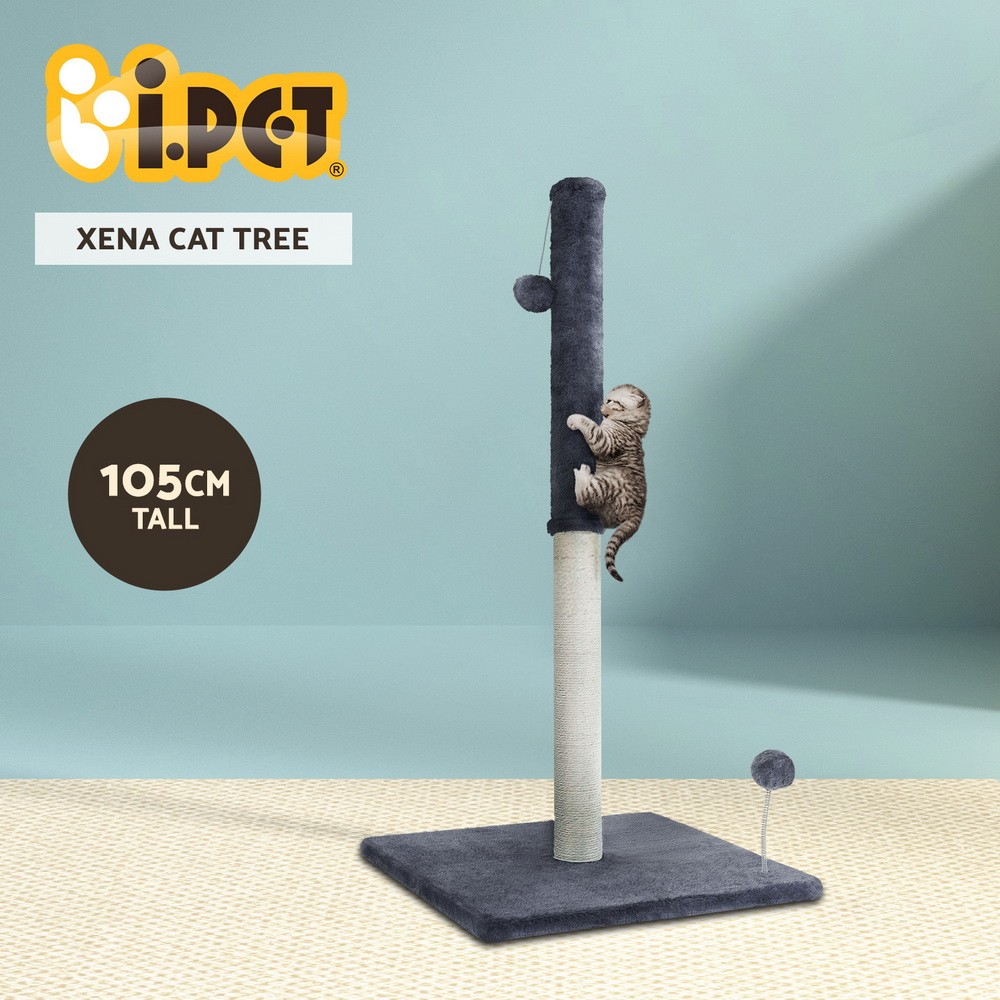 i.Pet Xena Cat Tree Scratching Post Tower 105cm Grey Sisal Ultra-Plush Cover