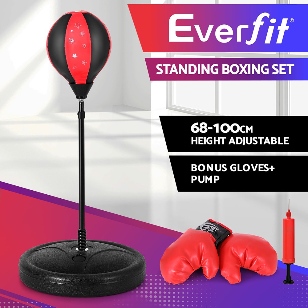Everfit Kid Boxing Bag Stand Set Gloves Hand Pump Height Adjustable 68cm 100cm