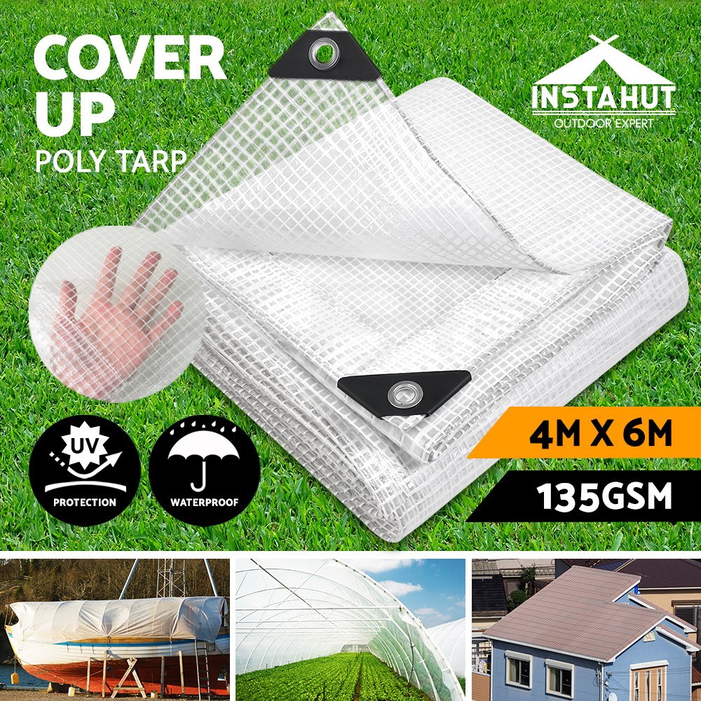 Instahut Poly Tarp 4x6m Waterproof PE Heavy Duty Camping Cover UV-resistant