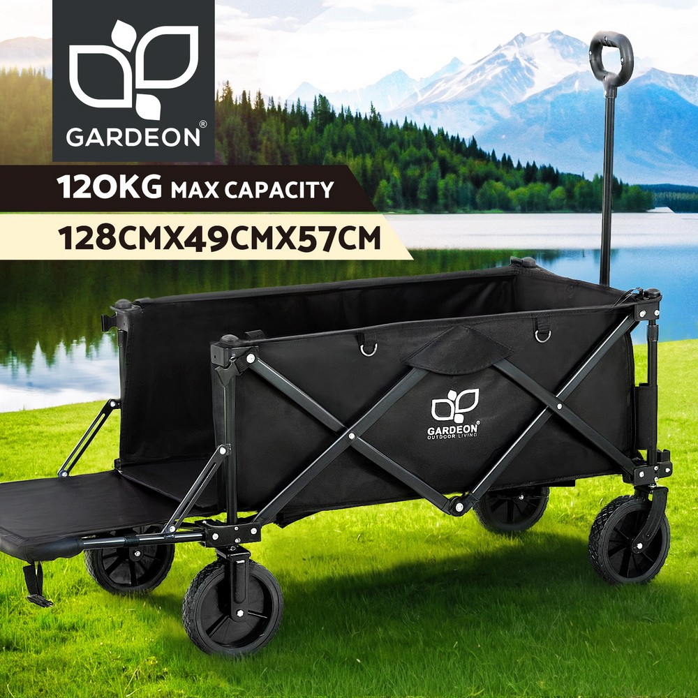 Gardeon Folding Garden Cart Trolley 120kg Steel 600D Polyester Rear Opening