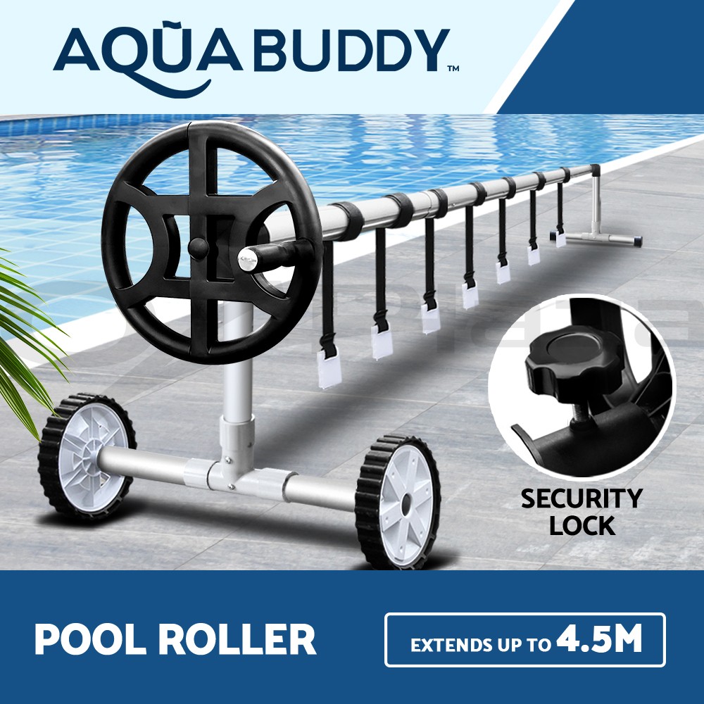 Aquabuddy Pool Cover Roller PCROLLER40 Aluminium Adjustable 2.1-4.5m Silver