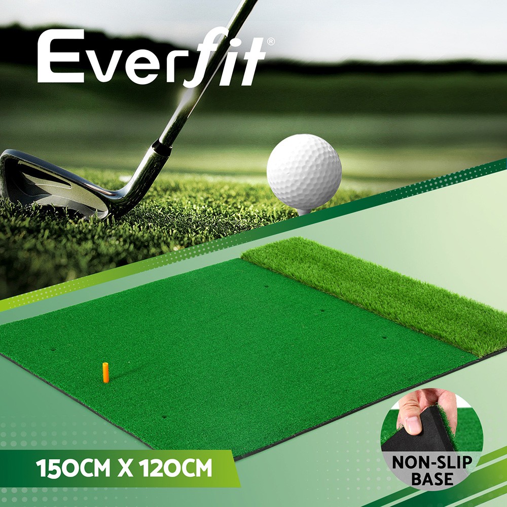 Everfit Golf Hitting Mat Portable Indoor Outdoor Green 150 cm 120 cm Non-slip PP