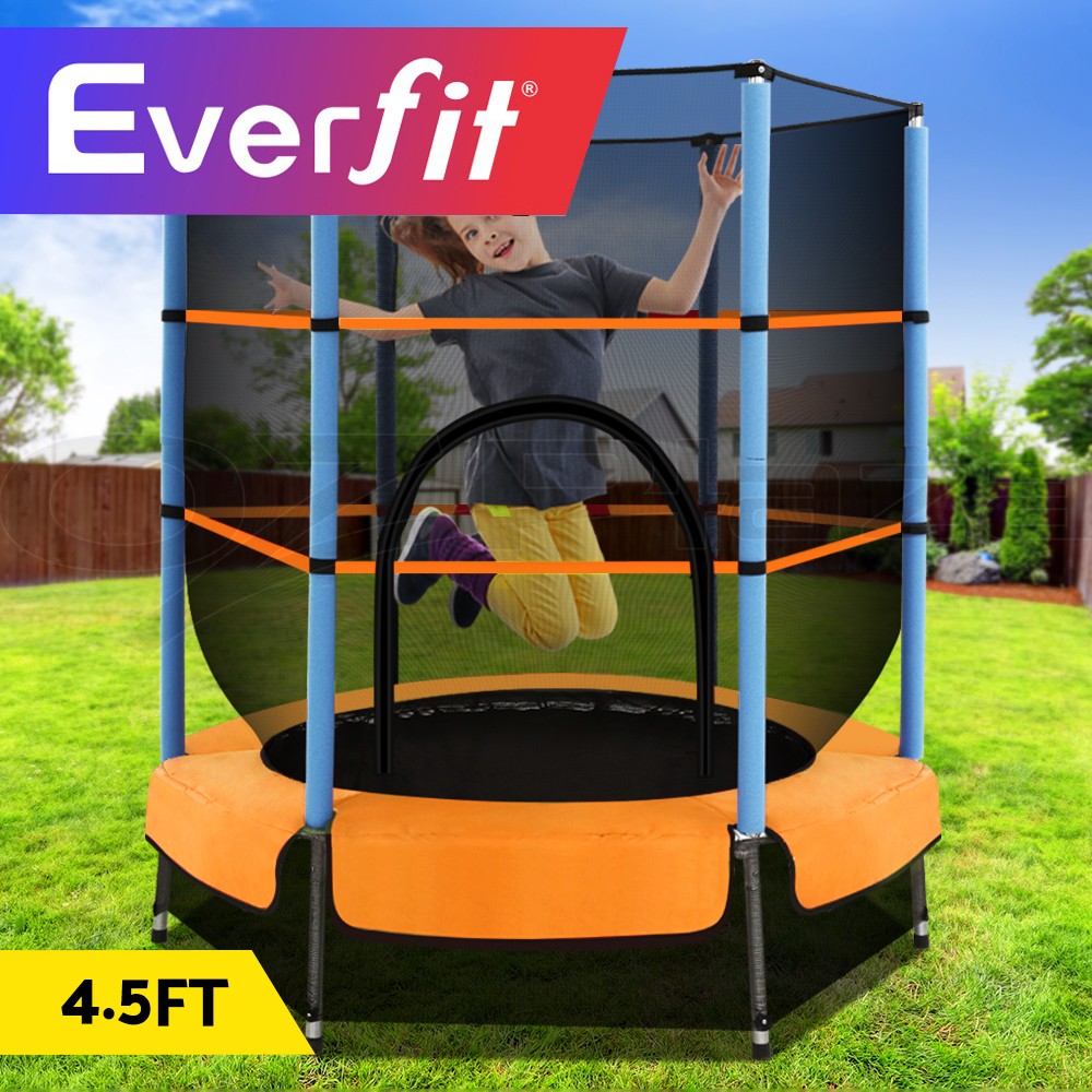 Everfit 4.5FT Trampoline Kids Enclosure Safety Net 25KG UV Resistant Mat Red