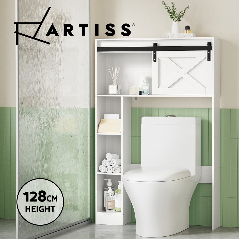 Artiss Bathroom Cabinet Over Toilet Storage Organiser White 84cm 17cm 128cm