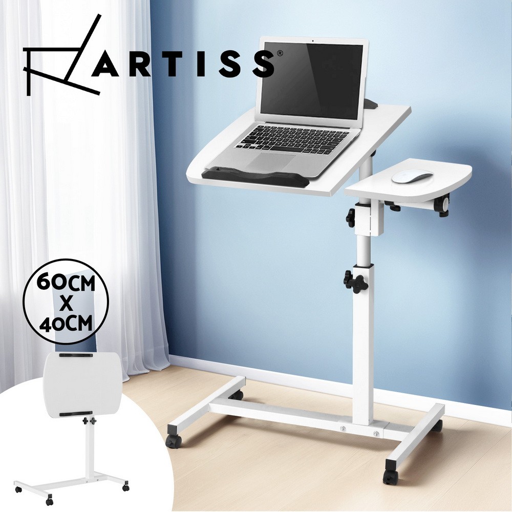 Artiss Adjustable Laptop Desk Portable Computer Table Stand Swivel Tilt Wheels