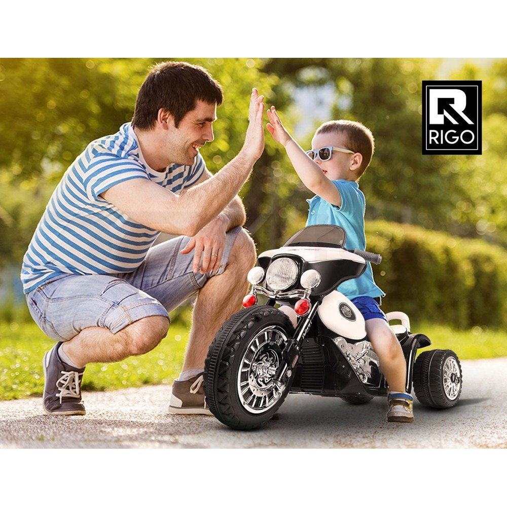 Rigo Electric Ride On Police Motorbike Harley-Inspired 6V Black Forward Reverse