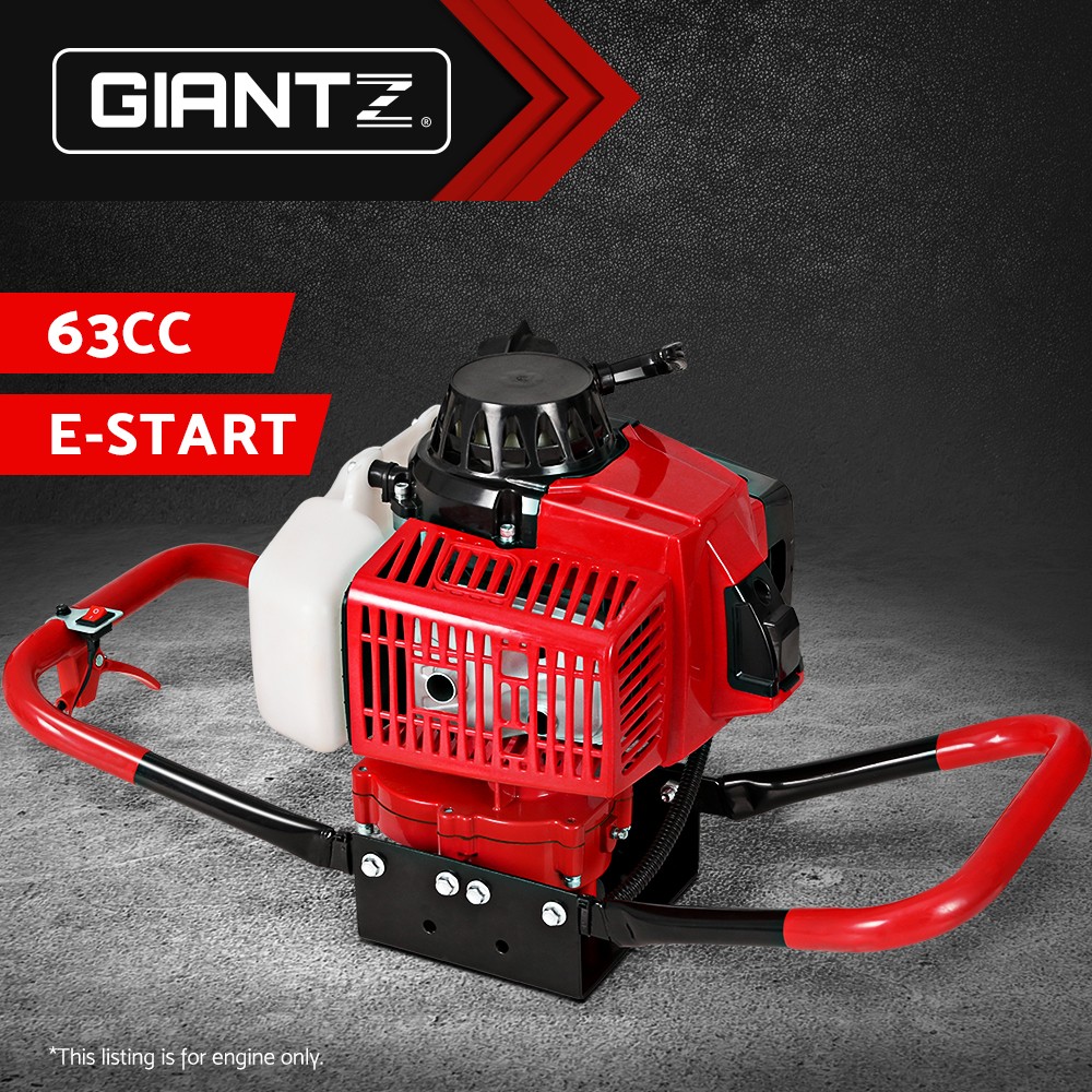 Giantz 63cc 2.2kW 2-stroke Petrol Hand Post Hole Digger Motor Only E-start Red