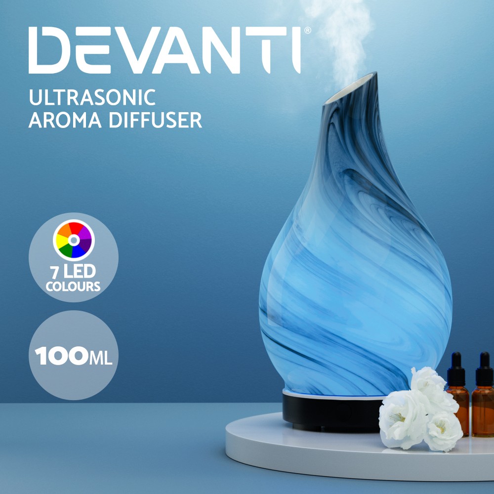 Devanti Ultrasonic Aroma Diffuser 4-in-1 Essential Oil Humidifier 100ml Black