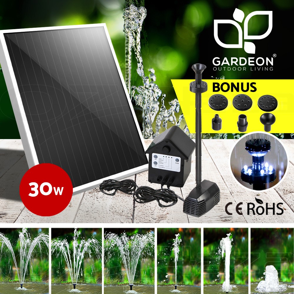 Gardeon Solar Pond Pump Water Fountain Battery LED Lights Submersible IP68 4FT