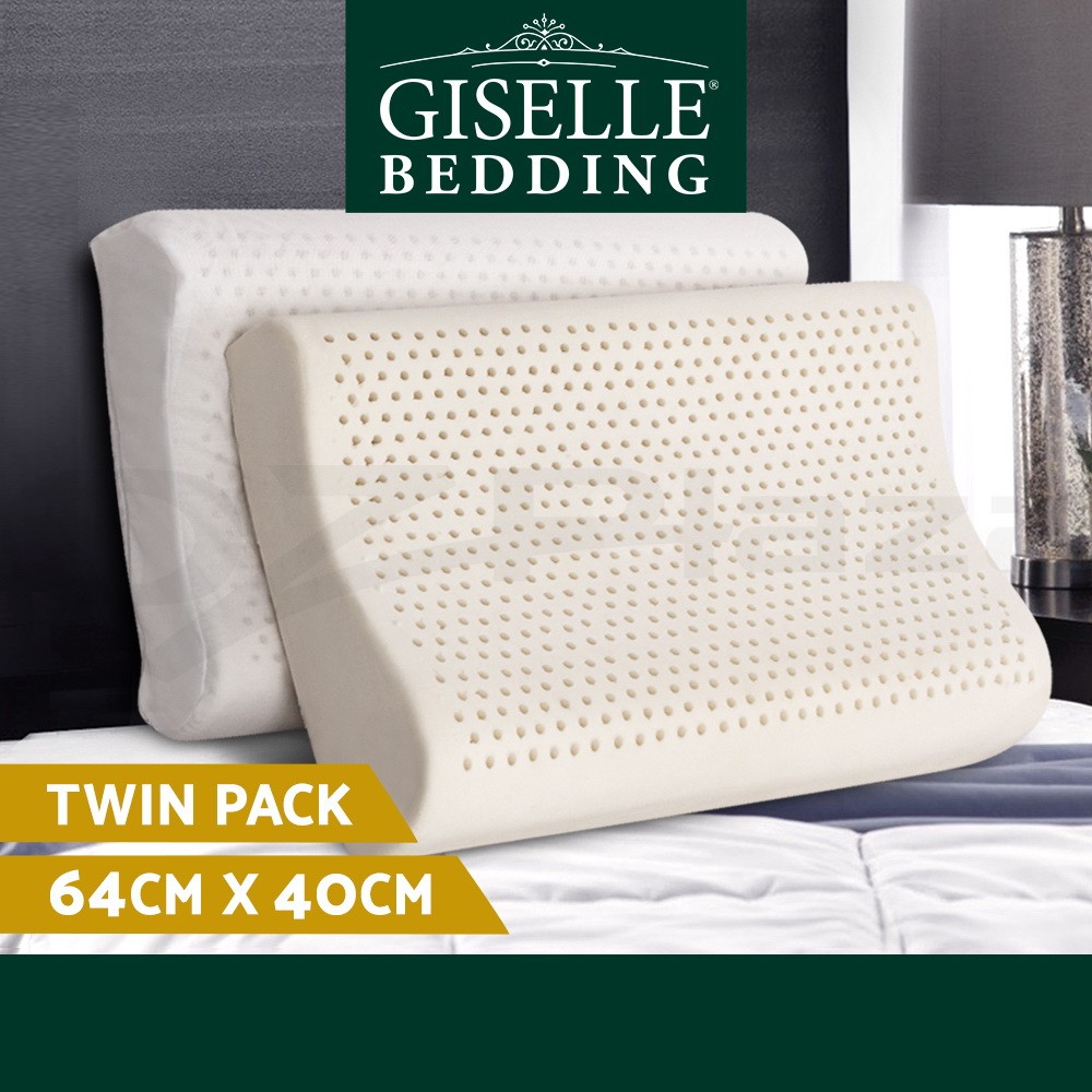 Giselle Bedding Talalay Natural Latex Pillow Classic X2 60x36cm Breathable Soft
