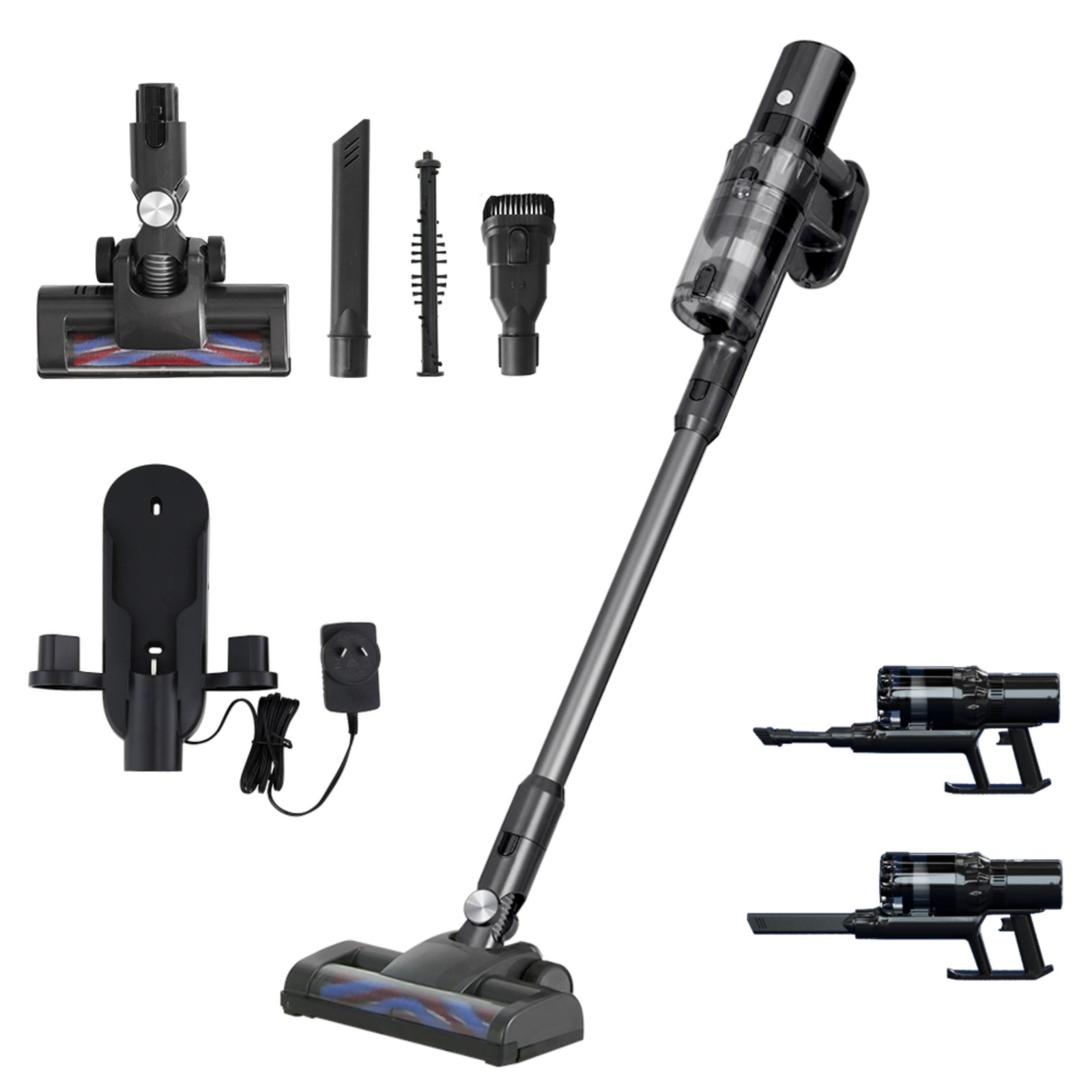 Devanti Brushless Cordless Handstick Vacuum Cleaner 350W Grey Bagless 2-Speed