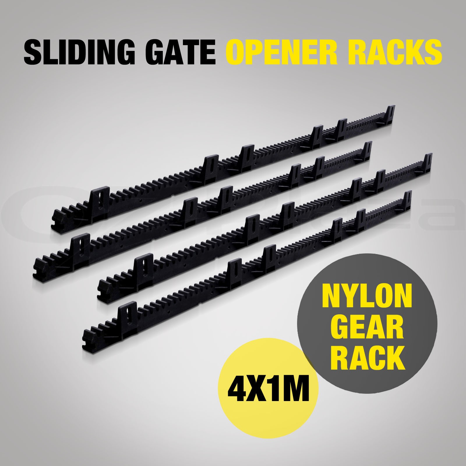 LockMaster Sliding Gate Opener Rack x4 1M Nylon-reinforced Steel Core Black