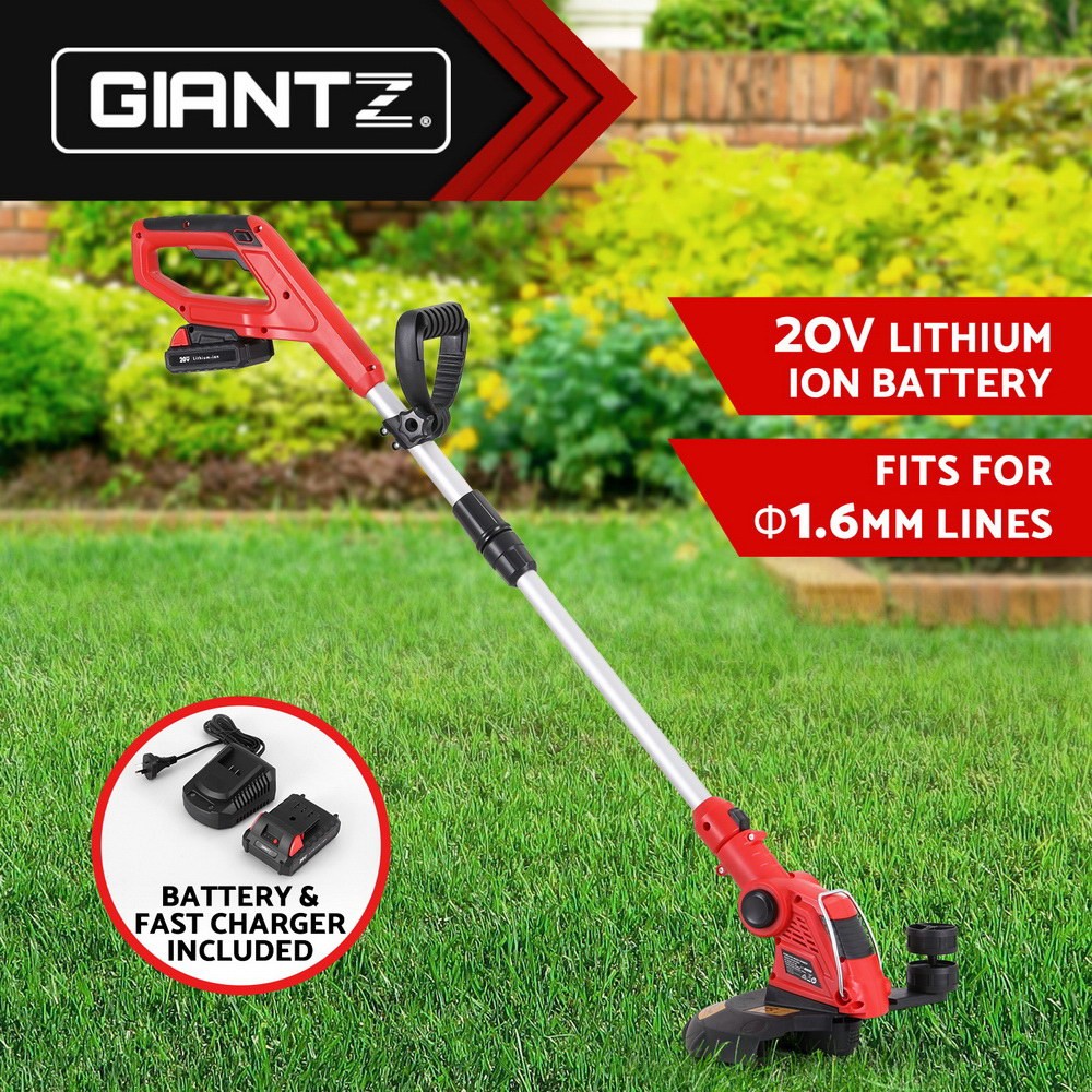 Giantz 20V Cordless 2in1 Telescopic Line Trimmer Automatic Spool Whipper 250mm