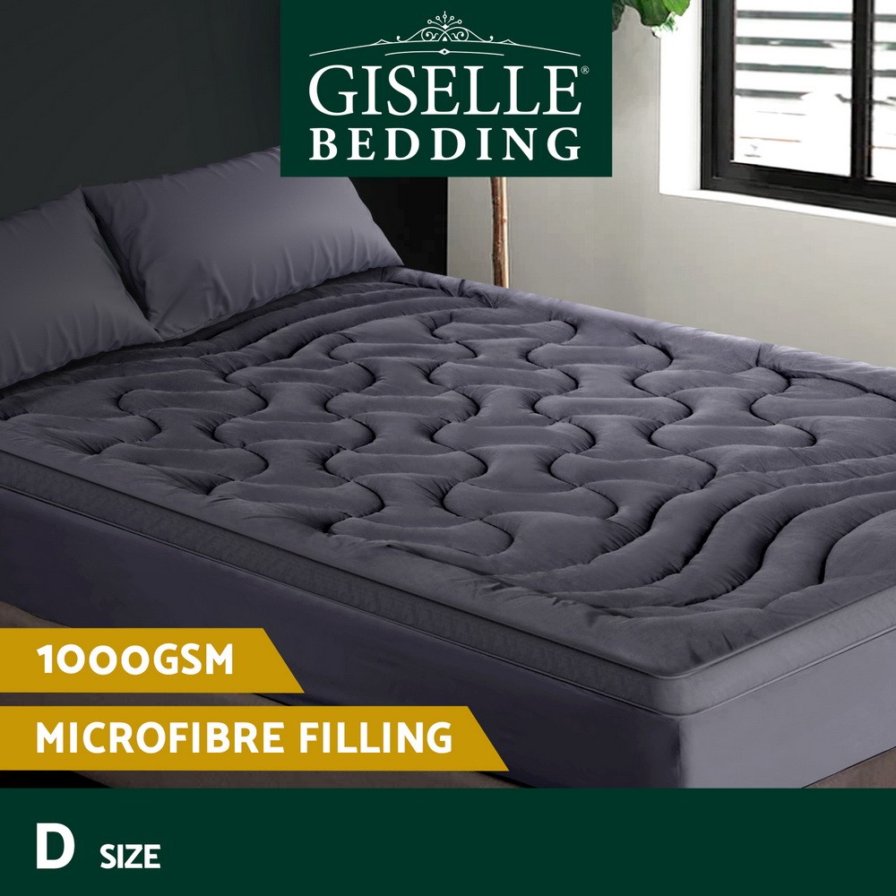 Giselle Bedding Mattress Pillowtop Charcoal 3-Zone 1000GSM Microfibre 45cm