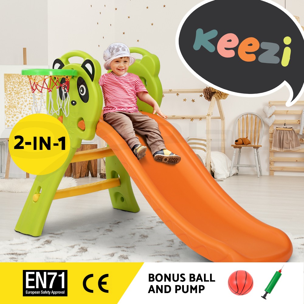 Keezi Kids Slide Basketball Hoop 2-in-1 Outdoor playcentre Set 100cm PE Plastic