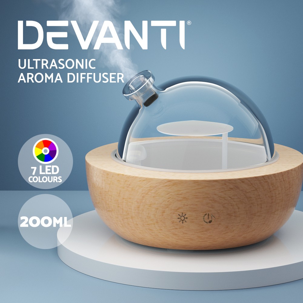 Devanti Ultrasonic Aroma Diffuser 4-in-1 Humidifier Purifier 200ml 7-colour