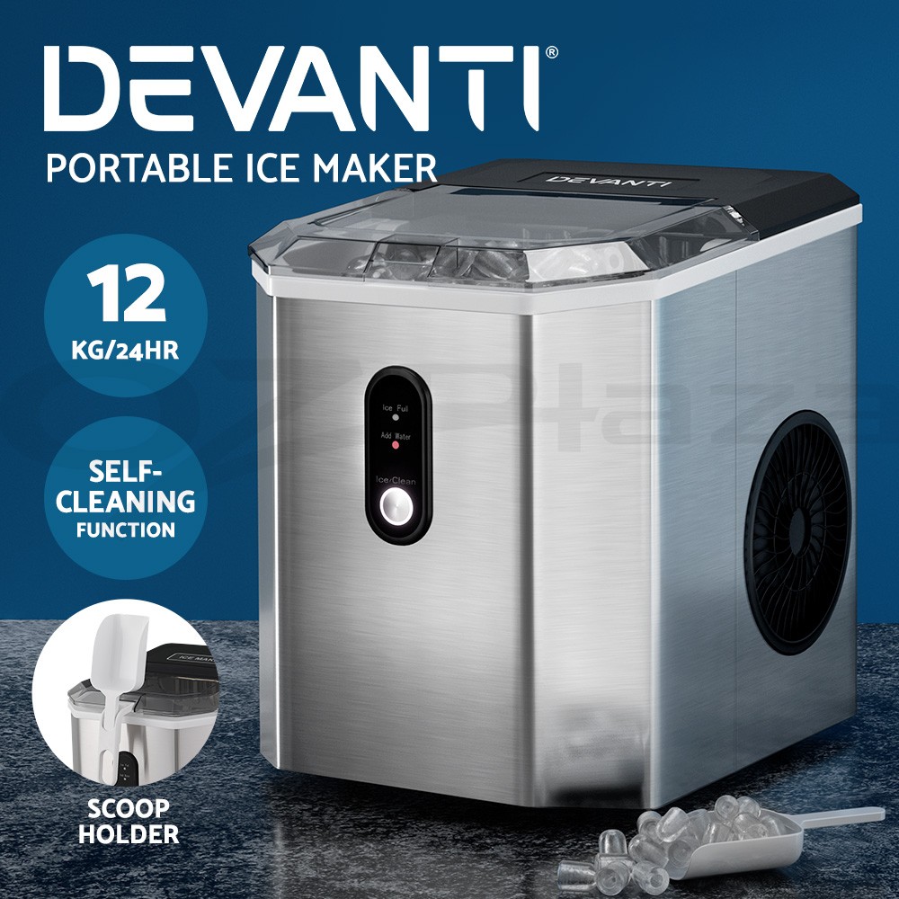 Devanti Portable Countertop Maker 12kg/Day Bullet Quiet 9 Cubes Self-cleaning