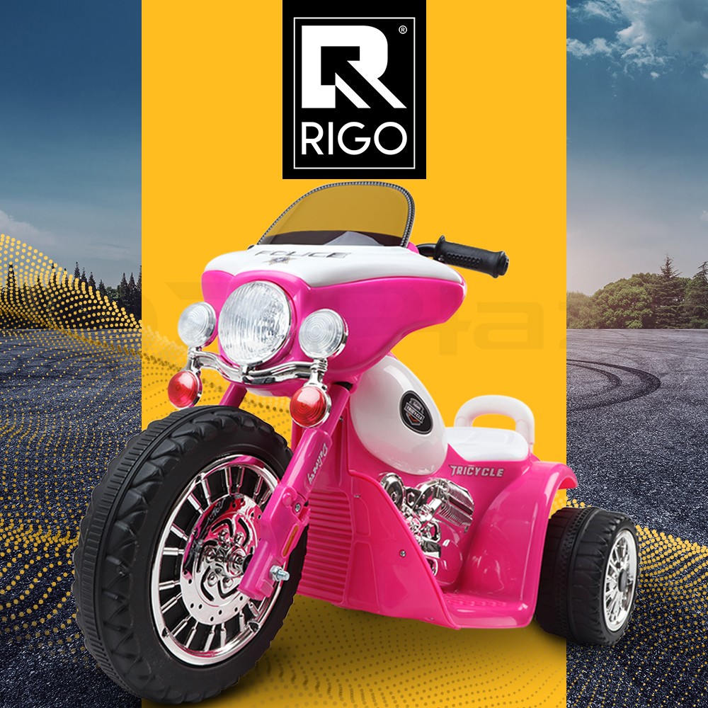 Rigo Kids Ride Police Motorcycle Electric Battery 6V Harley Inspired Black 25W