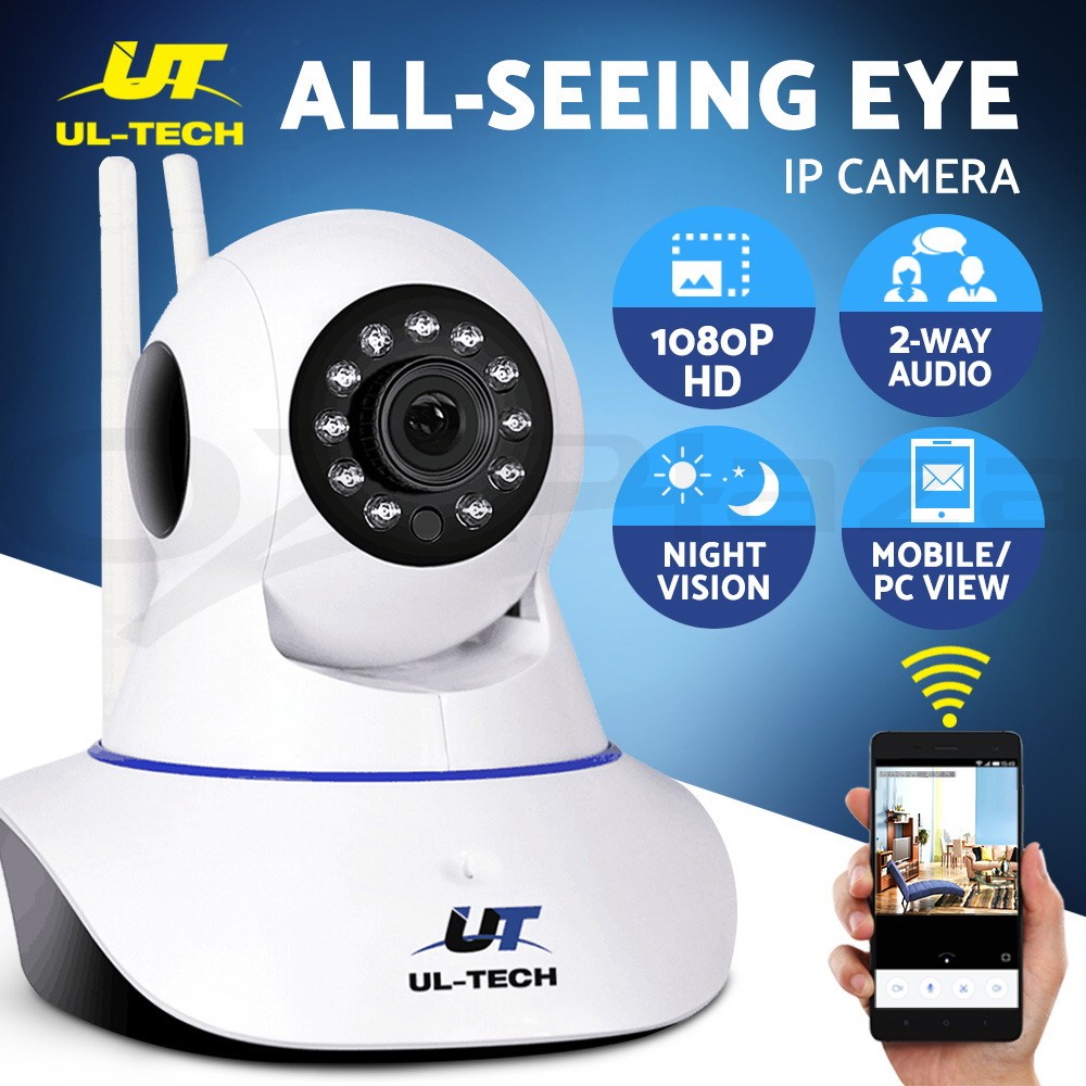 UL-Tech 1080P Wireless IP Camera CCTV Security Dome Wi-Fi 2.4GHZ 128G White