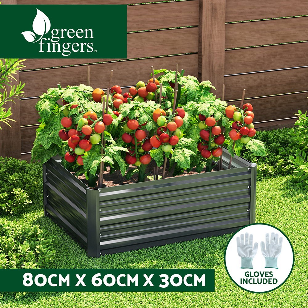 Greenfingers Galvanised Steel Raised Garden Planter 80X60X30cm Anti-rust Grey
