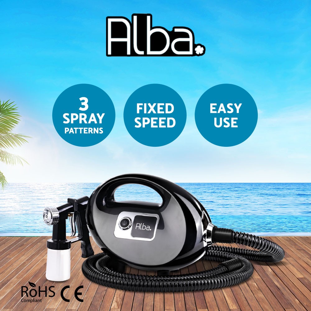 Alba. Spray Tan Machine Kit HVLP Gun Sunless fine mist Warm Air 500W 250ML Black