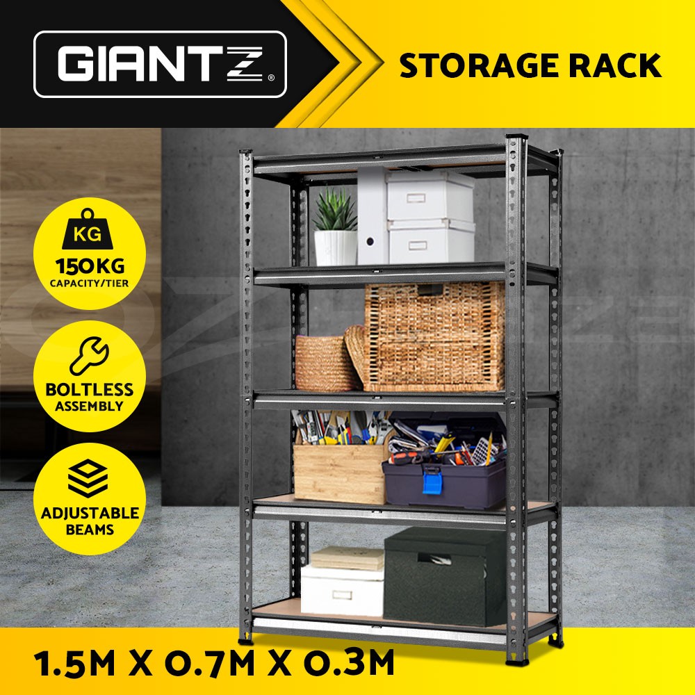 Giantz Garage Shelving Rack Steel Boltless Adjustable 750kg Capacity 150cm