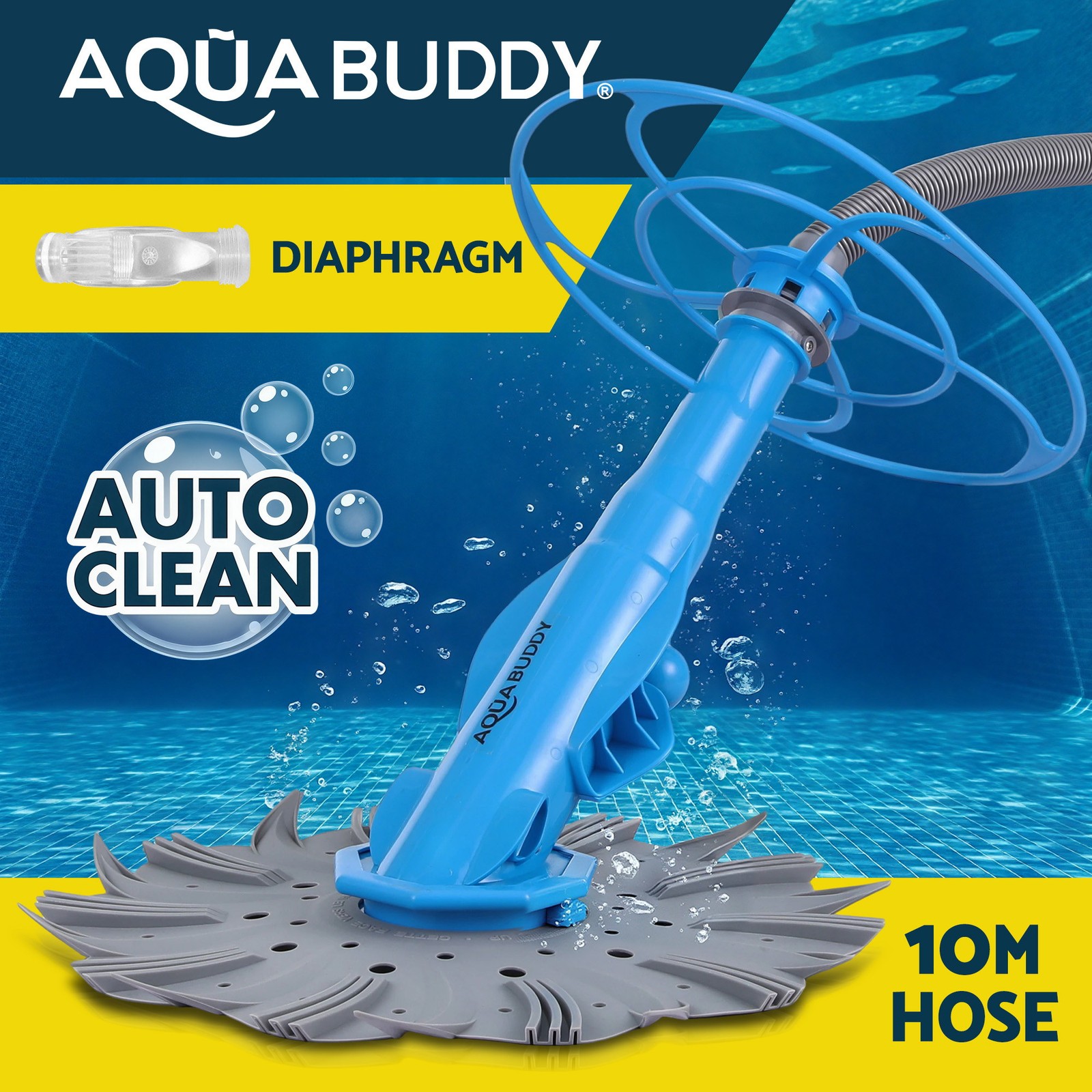 Aqua Buddy Automatic Pool Cleaner Vacuum Above-Ground In-Ground Grey 0.5-2HP