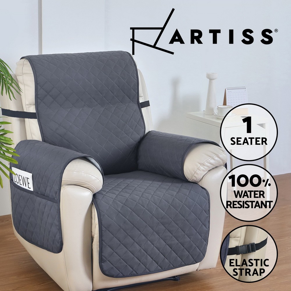 Artiss 1-Seater Recliner Chair Cover Water Repellent Slip Grey Machine Washable