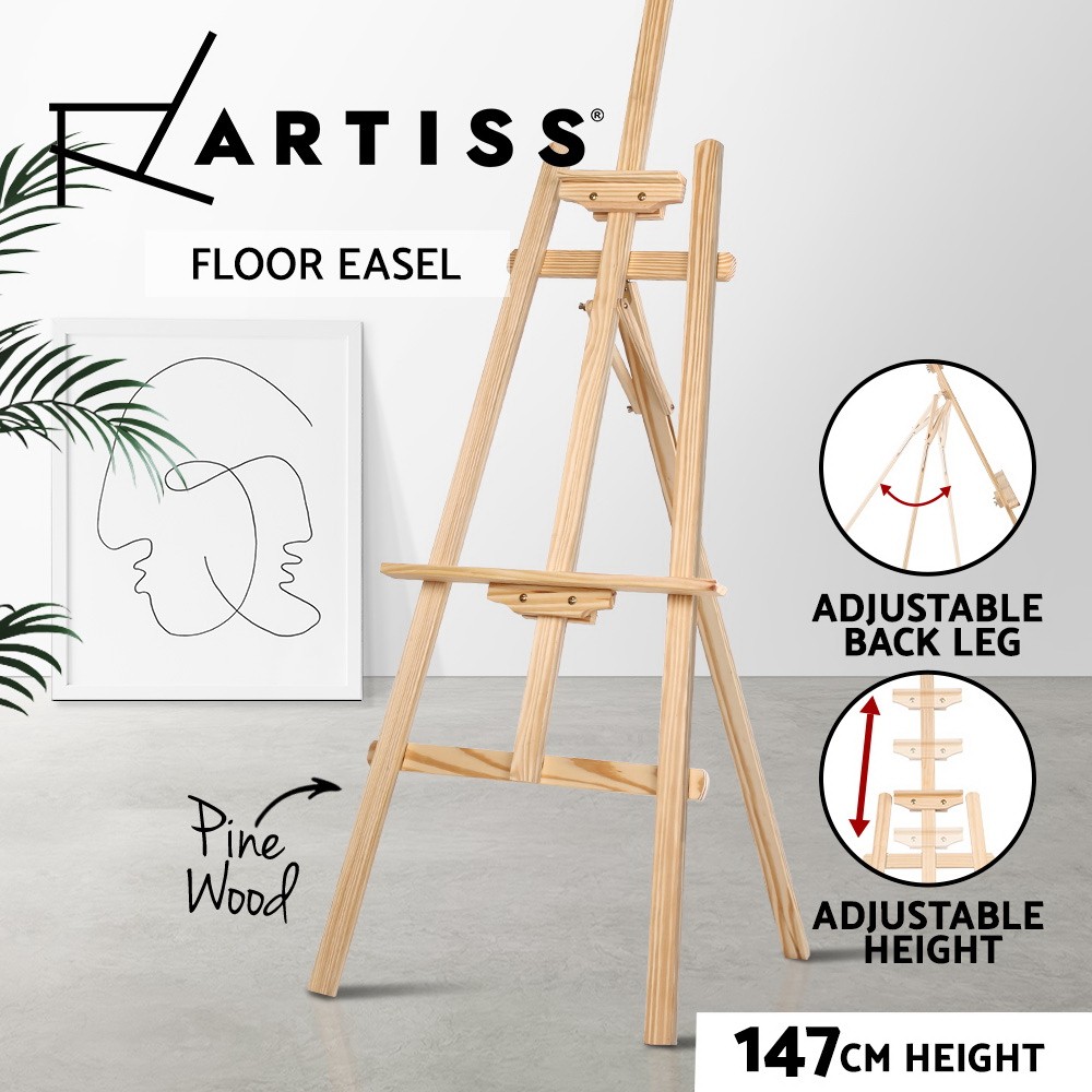 Artiss Floor Display Artist Easel Solid Pine Wood White Classic A-frame 147cm