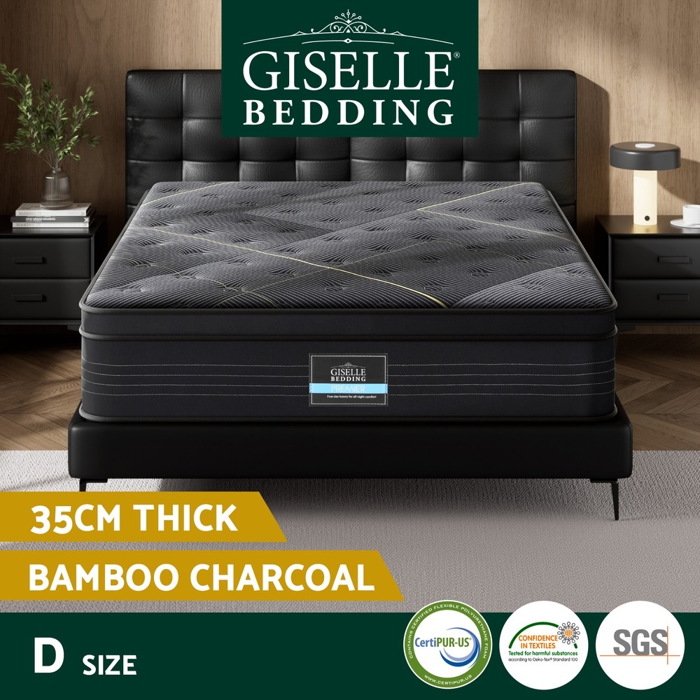 Giselle Bedding 35cm Double Mattress Bamboo Pocket Spring Medium Firm Euro Top