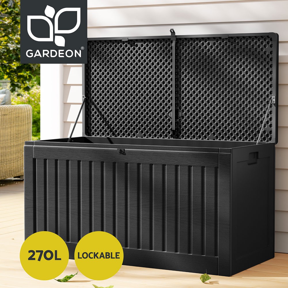 Gardeon Outdoor Storage Box 270L OSB-S270-ABK Black Plastic Lockable Garden Tool