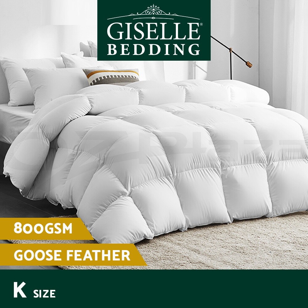 Giselle Bedding Goose Down Feather Quilt 800GSM Duvet Cover King All Seasons