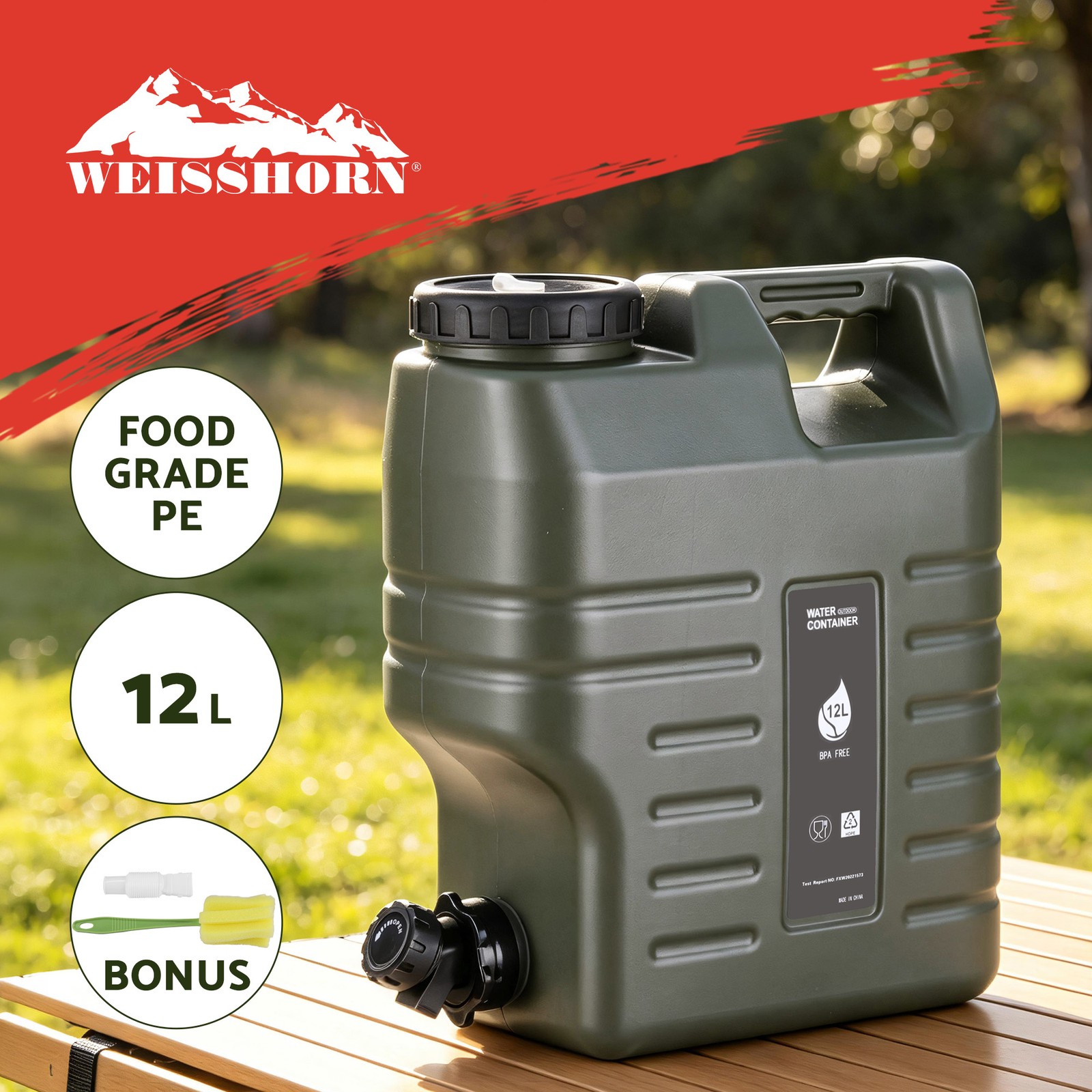Weisshorn Shower Bag Camping Outdoor Black Capacity 40 Hose with shower head