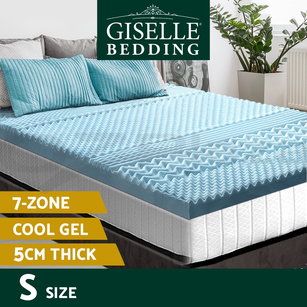Giselle Bedding Memory Foam Topper 7-Zone 5cm Single 190cm 90cm Cool Gel Bamboo