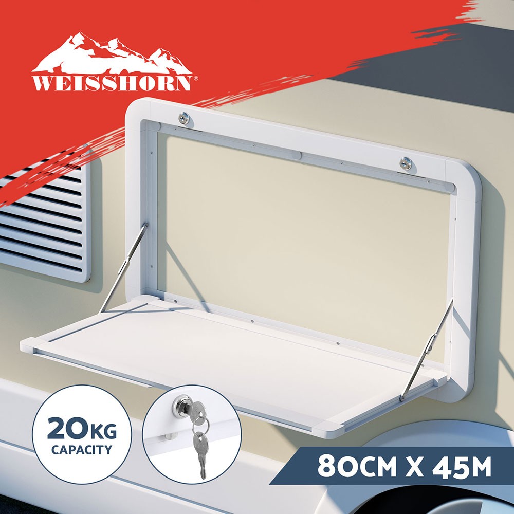Weisshorn Caravan Table Motorhome Folding Lockable White 80 36 cm Aluminium 20kg