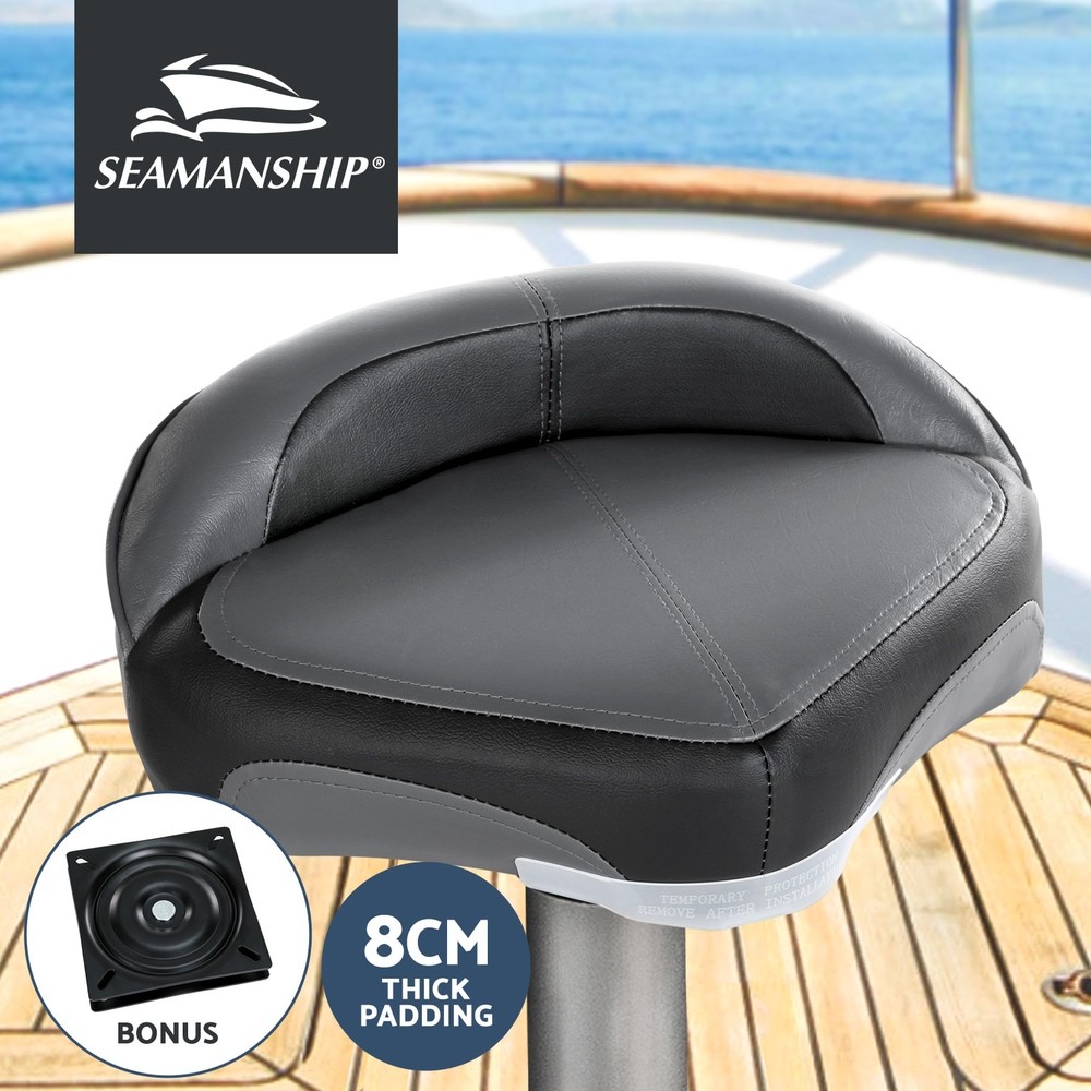 Seamanship Boat Seat Casting Deck Pro Swivel Base Foam Black Charcoal 38 28 14cm