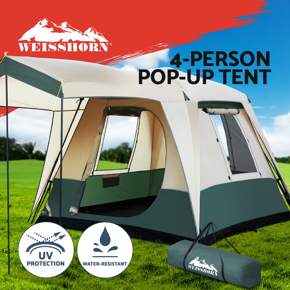 Weisshorn Instant Up Camping Tent Pop-Up Dome 4-8 Persons Green 3000mm PU Steel
