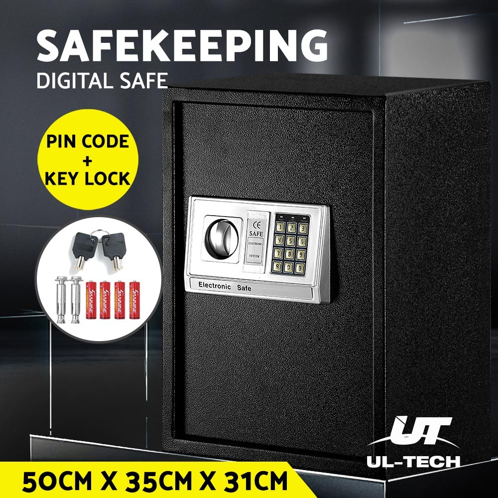 UL-TECH Digital Money Security Safe Steel Black Alarm 2-bolt 50cm 35cm 31cm