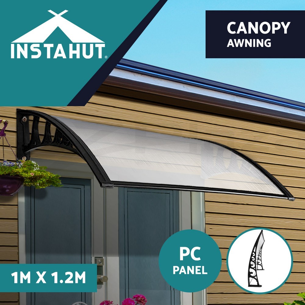 Instahut Door Window Awning Canopy 1X1M polycarbonate UV Rain Resistant DIY