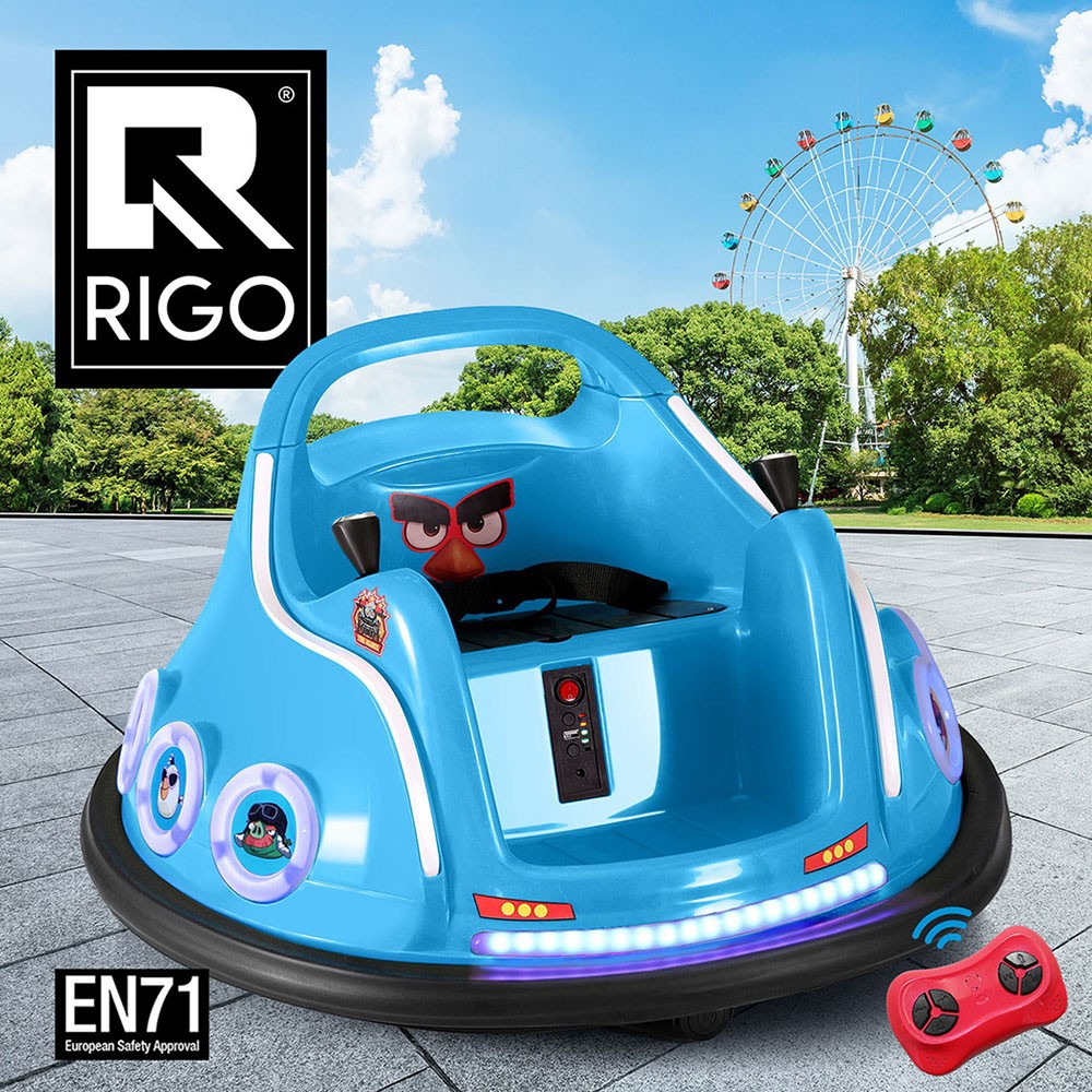 Rigo Kids Ride On Bumper Car Electric 360-degree Rotation Remote Blue 30kg 73cm