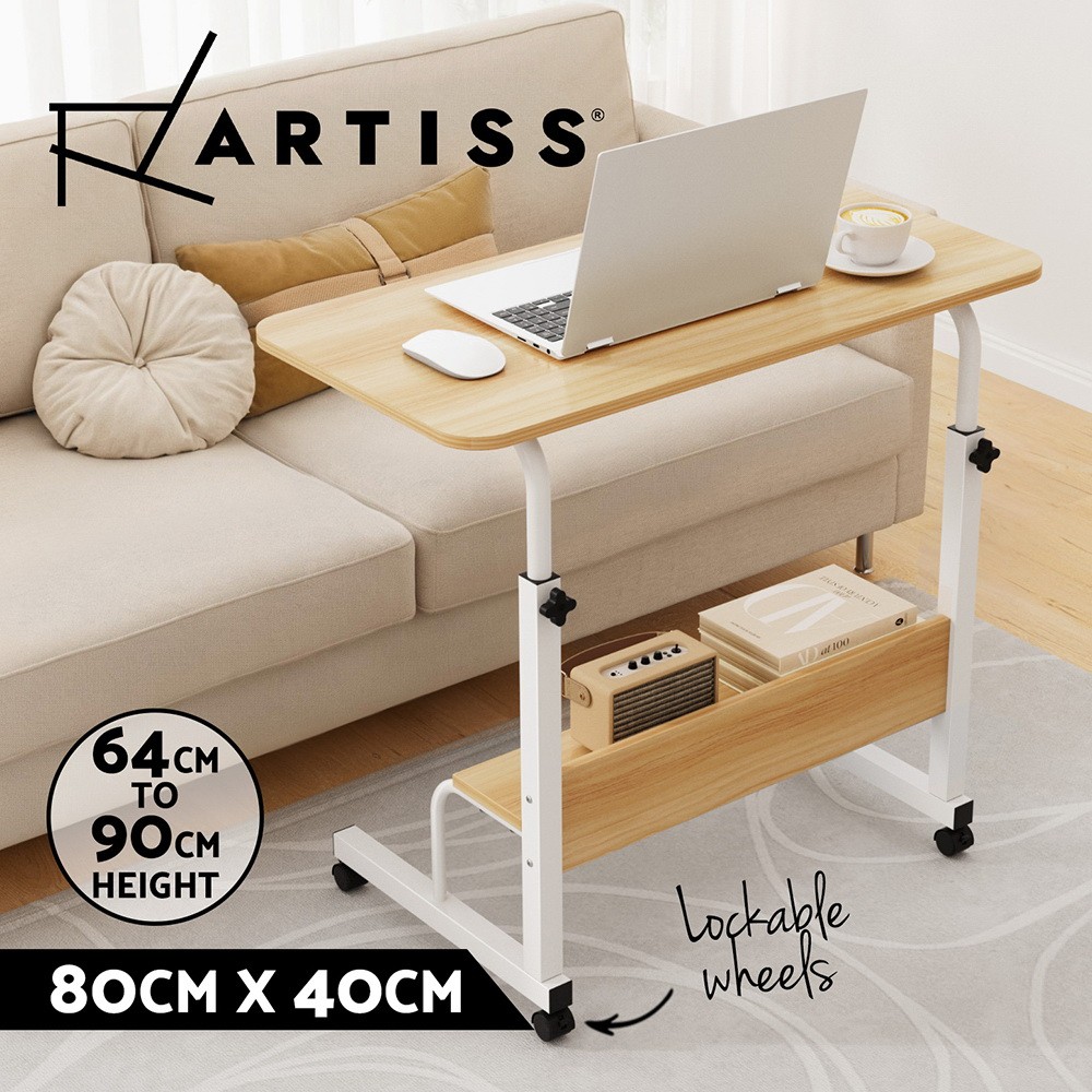 Artiss Portable Laptop Desk Sit Stand Height Adjustable 80CM Steel Caster Wheels