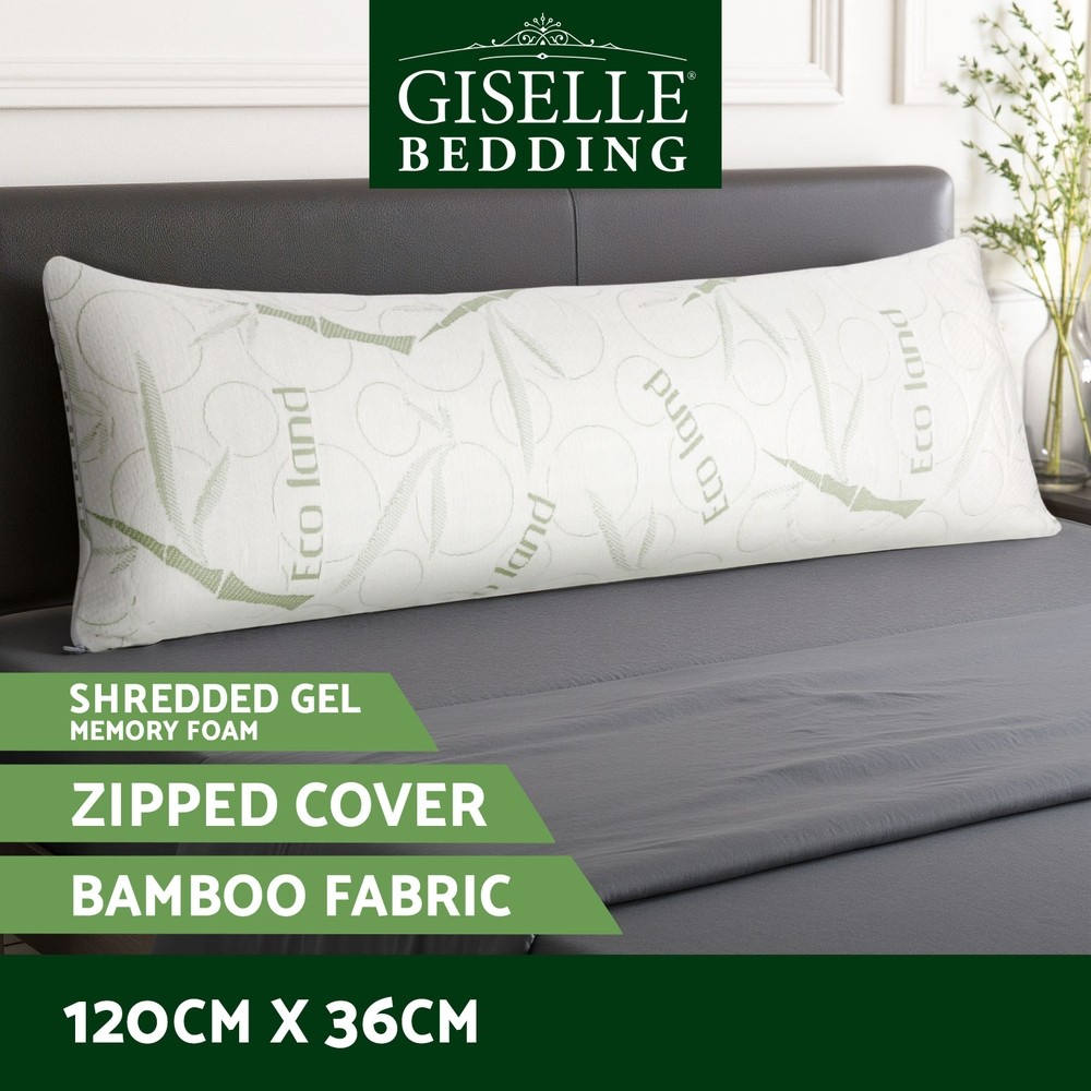 Giselle Bedding Body Pillow 60D gel Memory Foam Bamboo Cover 120 x 36 x 24cm