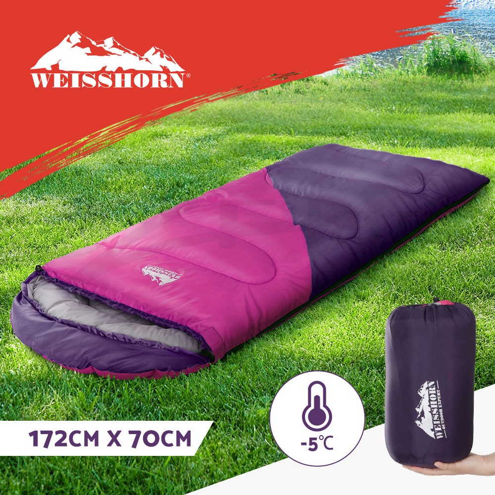 Weisshorn Children Thermal Sleeping Bag 172cm Pink Water-resistant Carry Bag