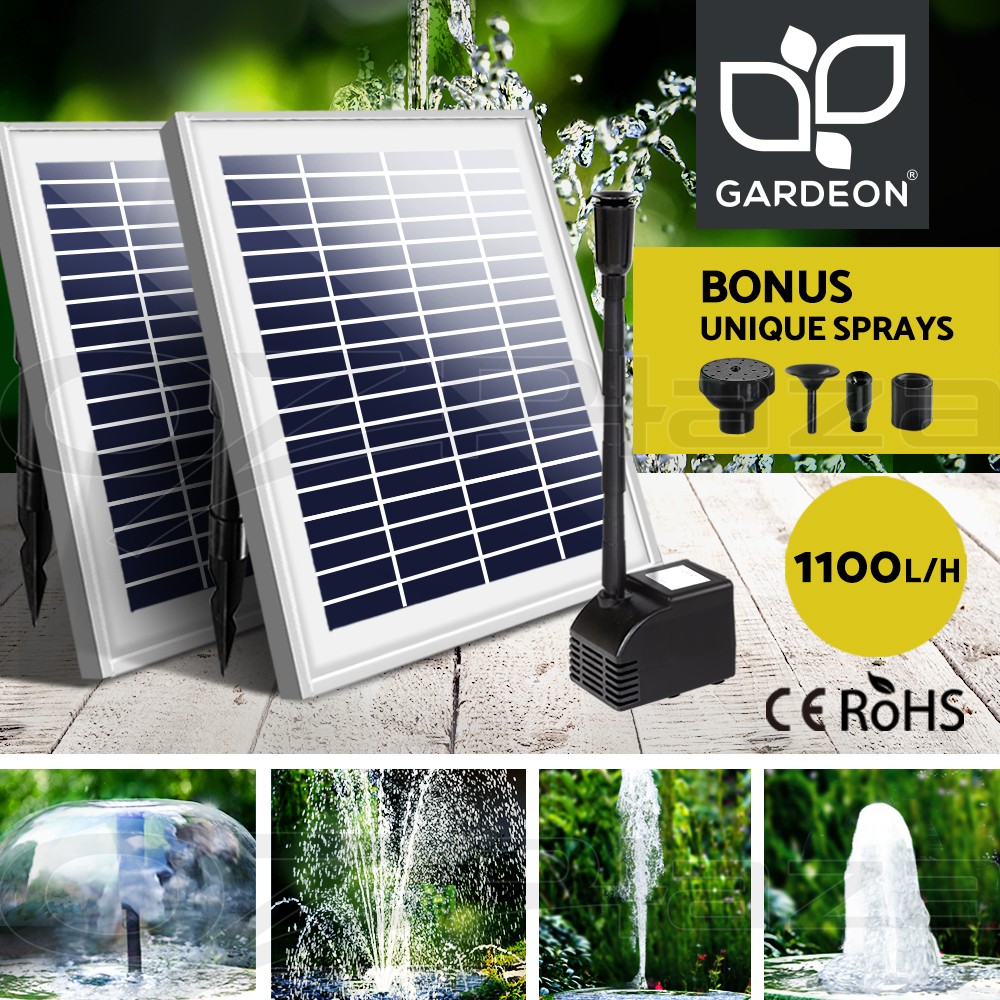 Gardeon Solar Pond Pump Water Fountain Submersible Filter 1100L/H IP68 Black