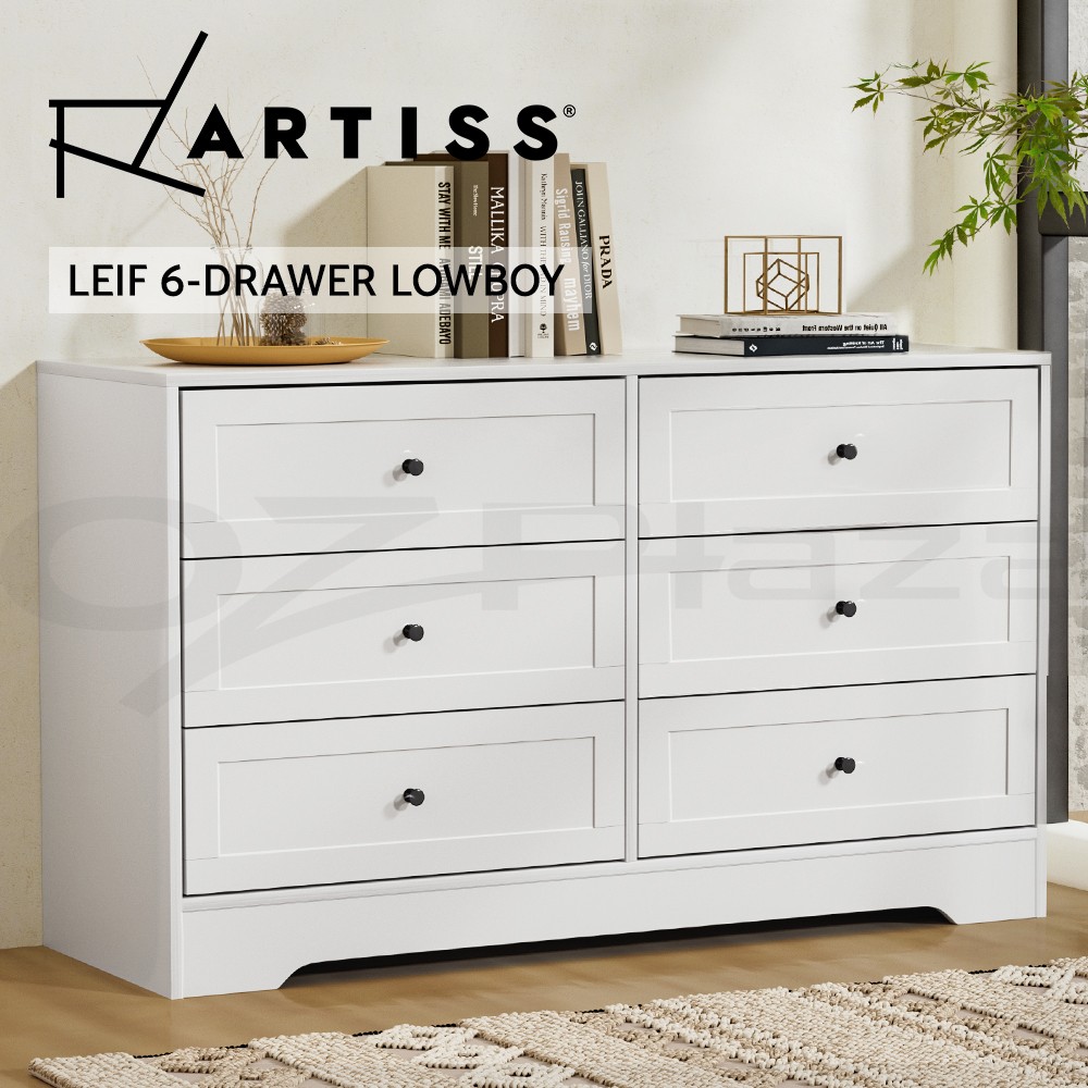 Artiss 6 Chest of Drawers Dresser White Bedroom Storage Cabinet Smooth Runners
