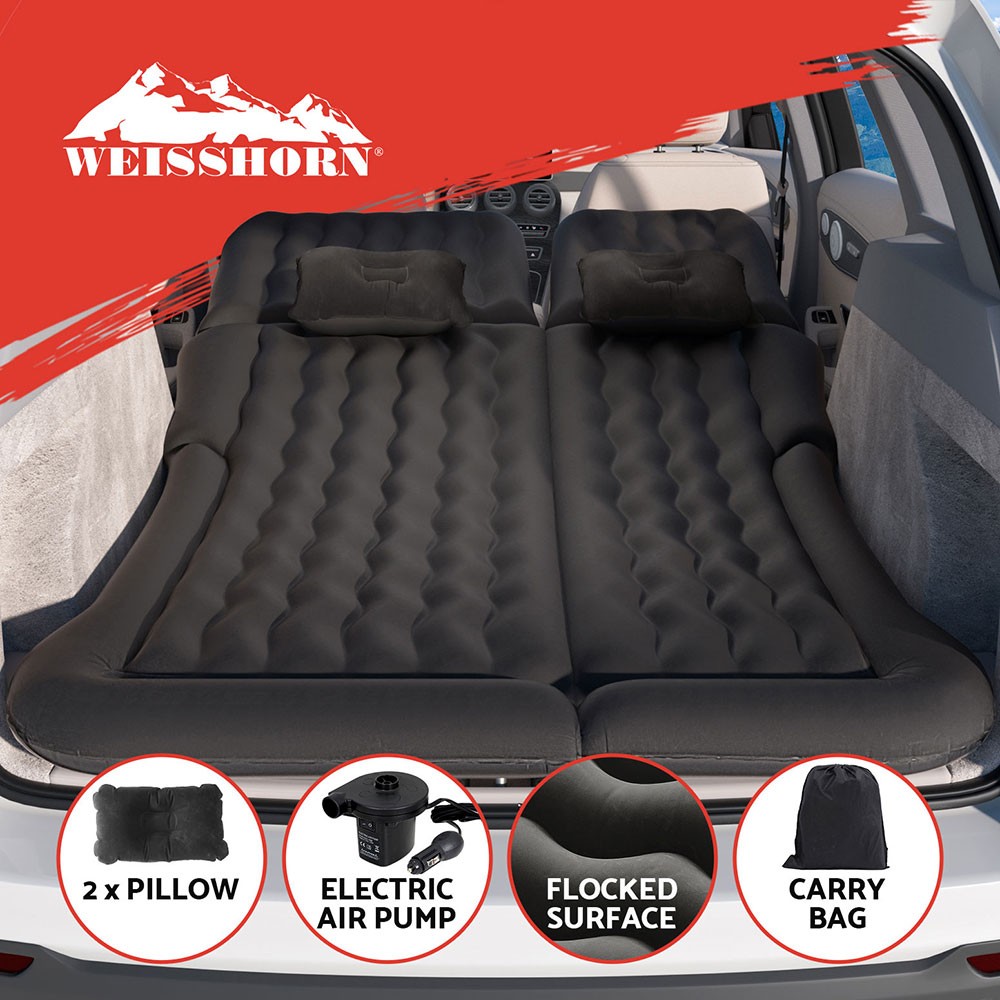Weisshorn Inflatable Car Mattress SUV Back Seat 175x130 Black Pump-Inflating