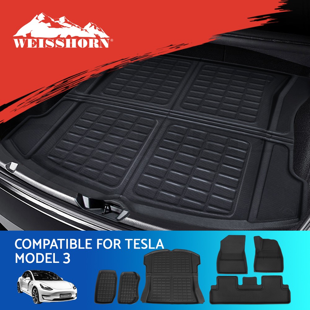 Weisshorn Rubber Floor Mats Trunk Cargo Mat Compatible for Tesla Model 3 Black