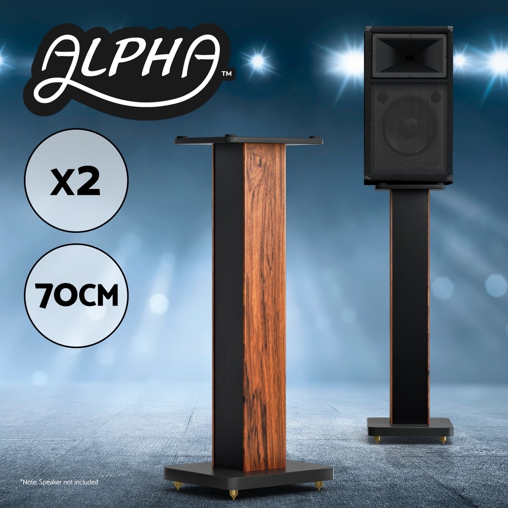 Alpha Speaker Stands 70cm Surround Sound Monitor Home Theatre Black MDF x2 60kg
